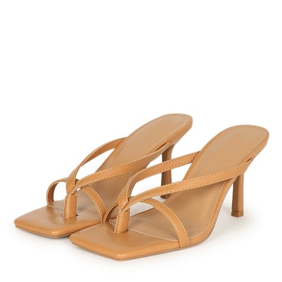 Like new! Slip On Stiletto Sandals Thong Square Toe - Picture 2 of 6